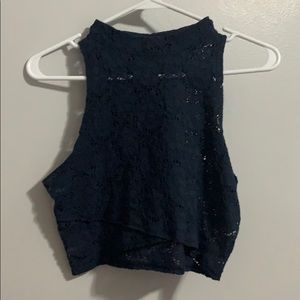 navy blue lace crop top